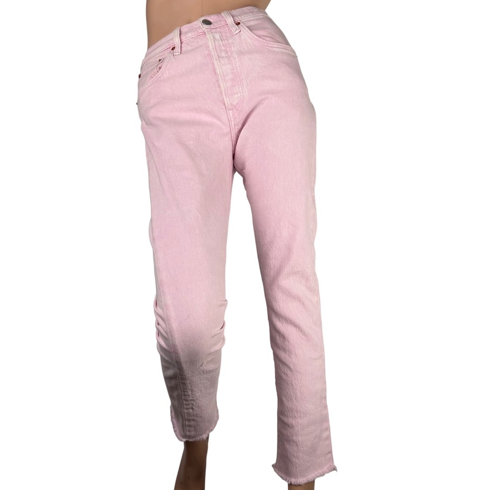 Levi's‎ 501 Skinny Jeans Pastel Pink Raw Hem Y2K Soft Girl Barbiecore 27Waist